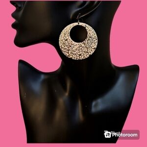 3/$30 VTG Floral Creole Circle Hoop Dangle Hook Earrings